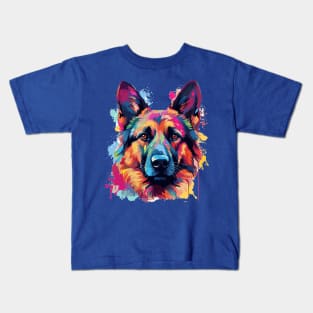 Watercolor German Shepherd Kids T-Shirt